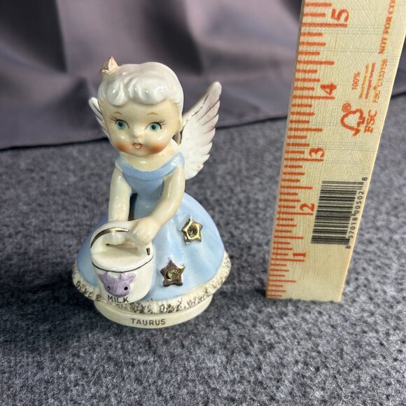 Vtg Taurus Zodiac Angel Nippon Yoko Boeki Birthday Rhinestone Star Figurine - Picture 5 of 11